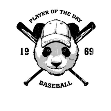 Baseball Panda emblem for sports design or mascot