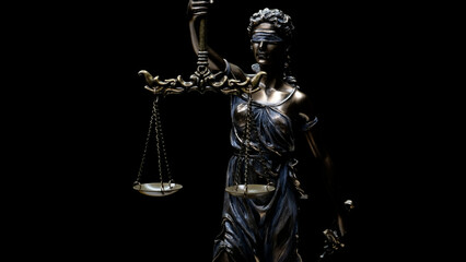Lady justice statue portrait, dark mood edit