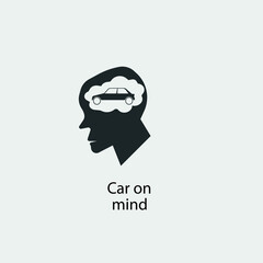 Car on mind vector icon solid grey