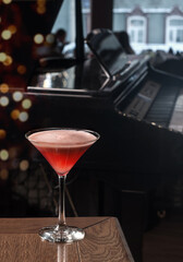 french martini cocktail in restaurant interior