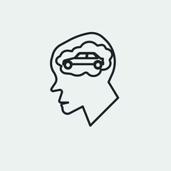 Car on mind vector icon solid grey