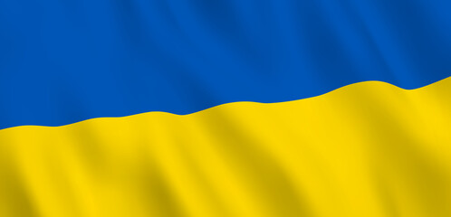 National Fabric Wave Closeup Flag of Ukraine