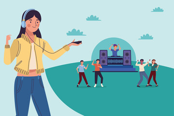 dj and people in party