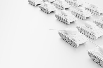 Heavy tanks 3D model, white tanks on white background
