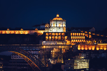 Famous view in Porto by night