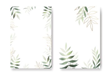 Doble jungle invitation card blank frame postcard template with text sample