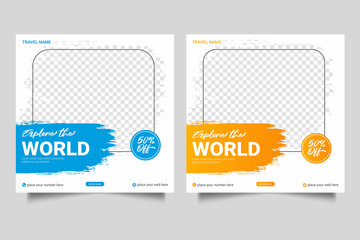 Travel banner social media  post or flyer design template