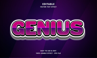 Genius editable text effect with modern and simple style also used for logo or banner template
