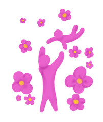 Mother's day greeting card. Parent throwing up baby.