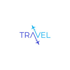 Travel, airplane flight. Vector logo icon template