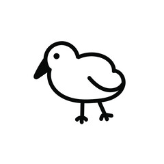 Vector simple black line chicken illustration for Easter hand drawn. Single spring holiday animal picture in doodle style. Design for stickers, social media, cards, packaging, printing.