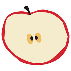 Half apple vector illustration in flat color design