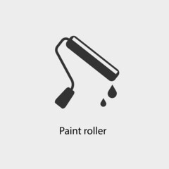 Paint roller vector icon solid grey
