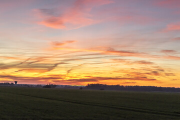 sunset over the field