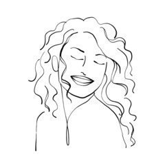 Woman face line drawing and modern abstract minimalistic women faces face. different shapes for wall decoration. use for social net stories, beauty logos, poster. vector design