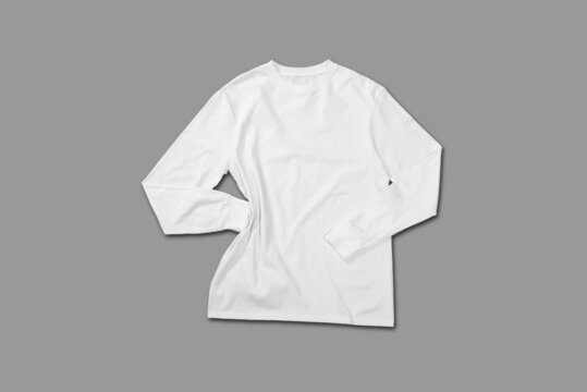 White Long Sleeve T Shirt Top View With Creative Flat Lay Concept