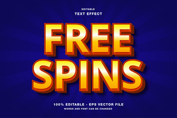 Free Spins 3D editable text effect