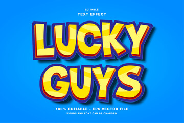 Lucky Guys 3d cartoon editable text effect