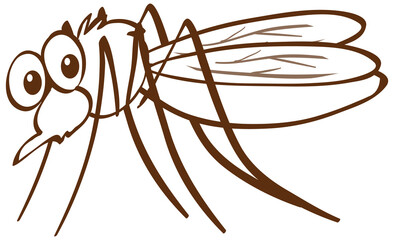 Mosquitoe in doodle simple style on white background