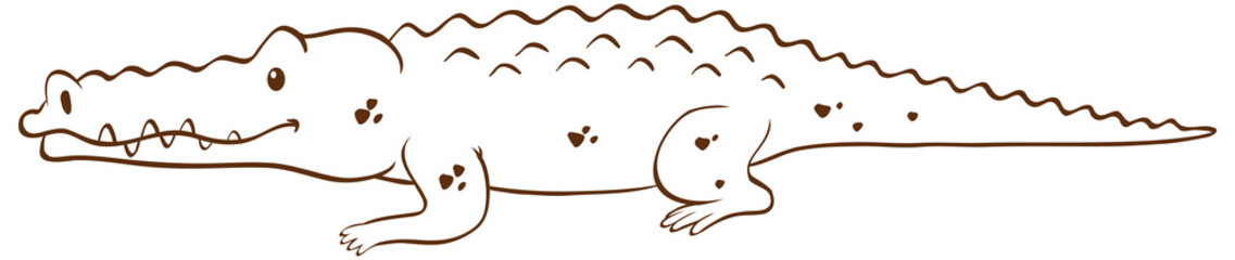Crocodile in doodle simple style on white background