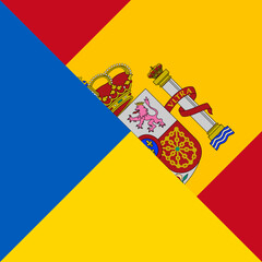 harmony icon of ukraine and spain flags. vector illustration 