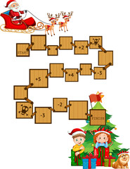 Snake and ladders game template in Christmas theme