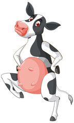 Dairy cow standing on two legs cartoon character