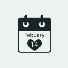Valentine schedule vector icon solid grey