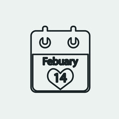 Valentine schedule vector icon solid grey