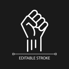 Fist up pixel perfect white linear icon for dark theme