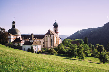 St Trudpert Abbey in the Münstertal valley in the Schwarzwald Black Forest in Germany - obrazy, fototapety, plakaty
