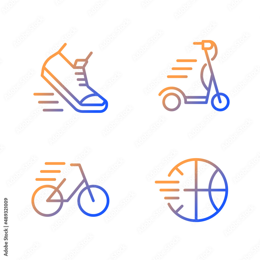 Poster sport activity gradient linear vector icons set