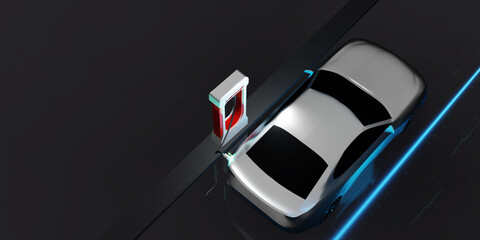 Electric cars are charging in the garage power station car charging station 3D illustration