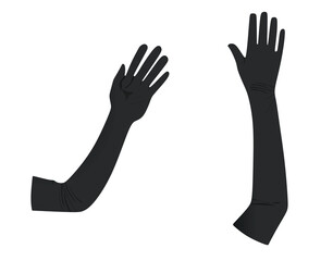 Woman black elegant gloves. vector