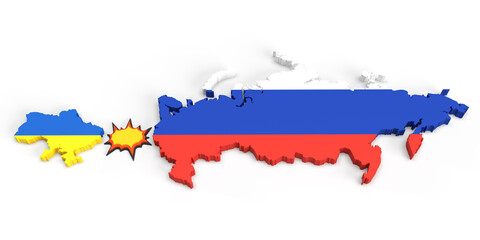 Conflict Russer and Ukraine 3D rendering