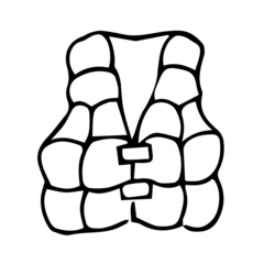 Inflatable life jacket on a white background.Vector illustration in doodle style.