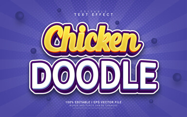 Naklejka na ściany i meble chicken doodle editable text effect