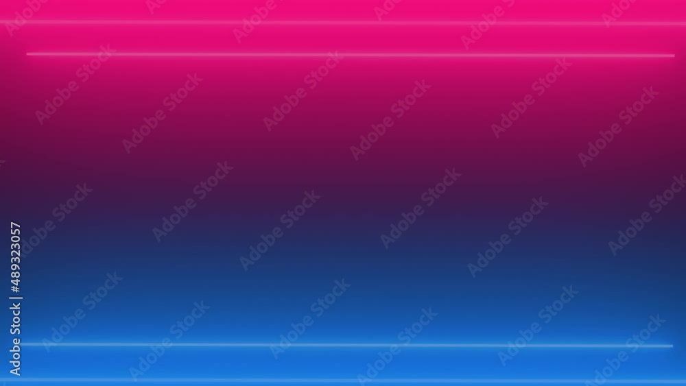 Poster abstract neon background, seamless loop of 2d animation of horizontal lines blue and pink color glow