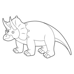 Coloring book for kids, triceratops dinosaur. Vector isolated on a white background