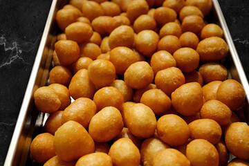 Bite dessert, turkish lokma dessert. sweet making