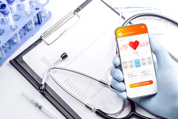 Health apps medical technology. Doctor using mobile smart phone. Online medicine application on digital smartphone screen. Mobile medicine, online doctor.