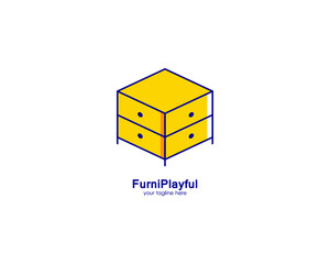 furniture logo,with a bright and cheerful  concept.simple,unique logo for corporate branding and graphic design .chair,table,cupboard,lamp icon. vector illustration