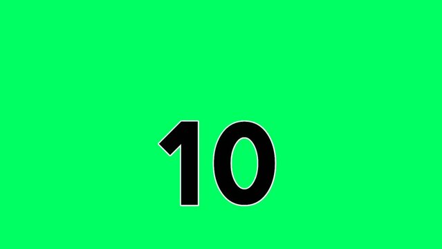 Moving down Cartoon Number ten 10 animation green screen.flat design cartoon number drop down animated images 4k