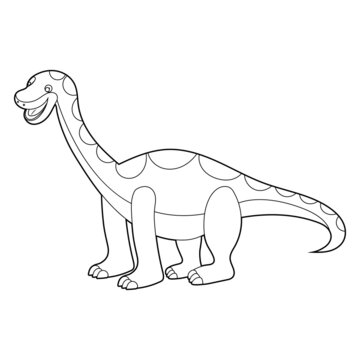 Coloring book for kids, dinosaur kid brontosaurus in an egg. Vector isolated on a white background