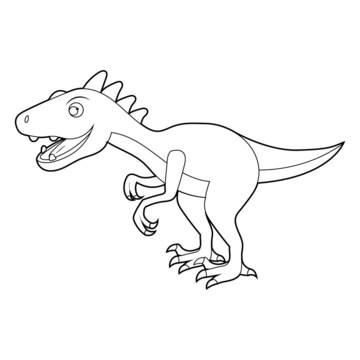 Coloring book for kids, cute cartoon dinosaur . Vector isolated on a white background