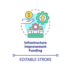 Infrastructure improvement funding concept icon
