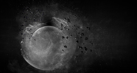 Image of outer space. Disaster theme.