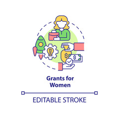 Grants for women concept icon
