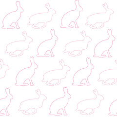 seamless pattern with rabbits hares on white background
