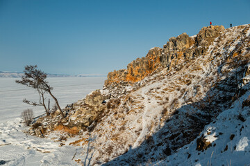 Landscape in baikal lake near the shamanka rock, russia, siberia